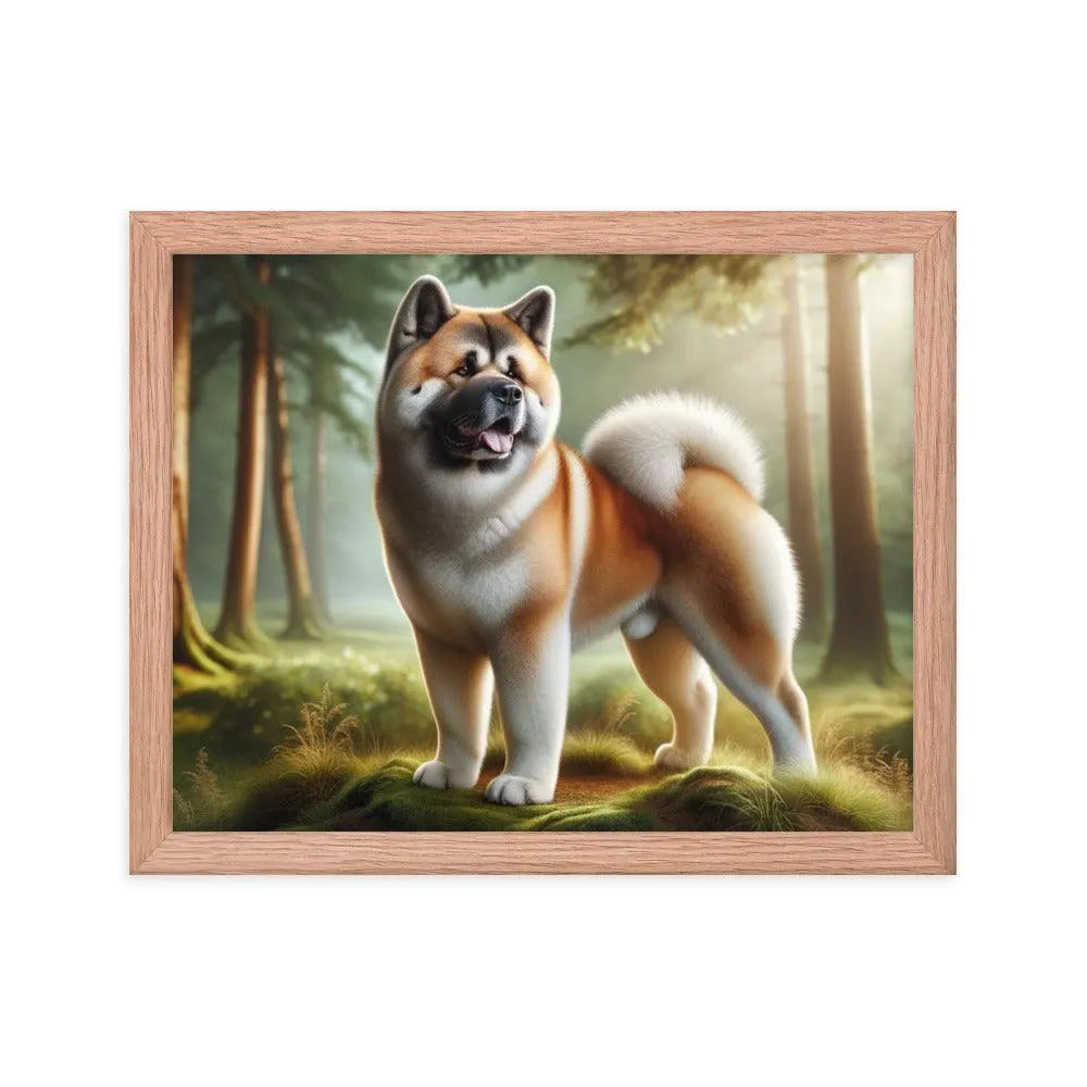 Photo-realistic Akita Standing Proudly in Natural Setting Framed Poster - Oh Posters