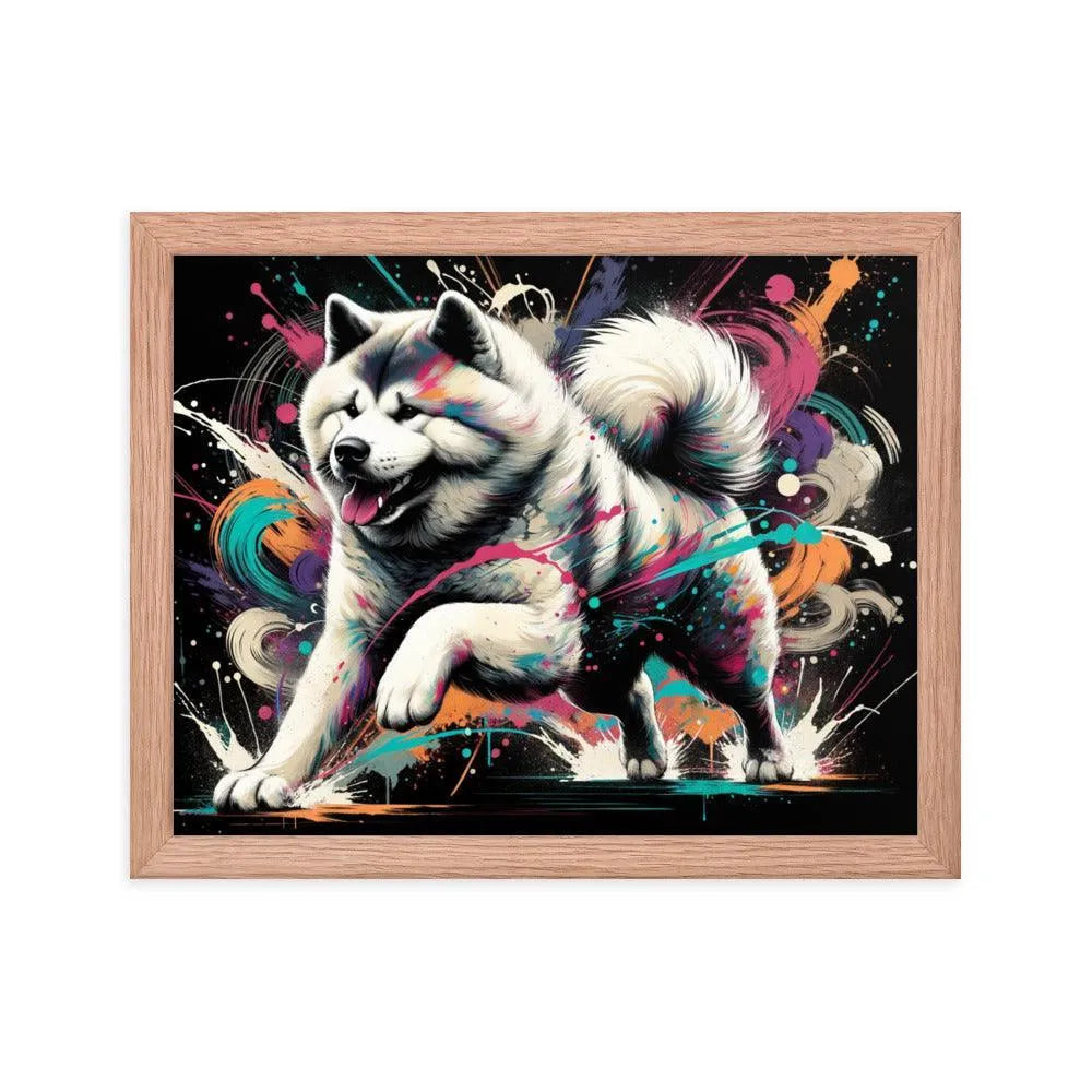 Energetic Akita Abstract Artwork Framed Poster - Oh Posters