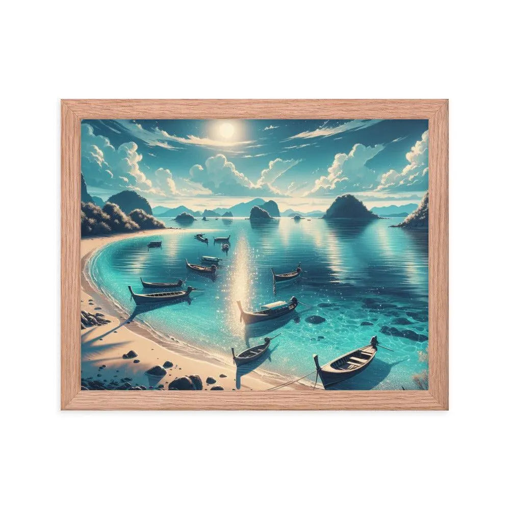 Secluded Shimmering Beach Digital Art Framed Poster - Oh Posters