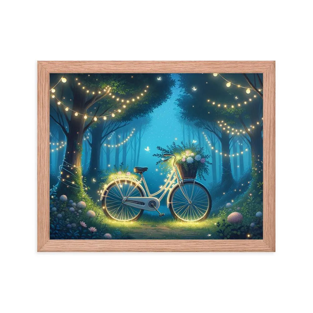 Enchanted Forest Glade Bicycle Illuminated Art Framed Poster - Oh Posters