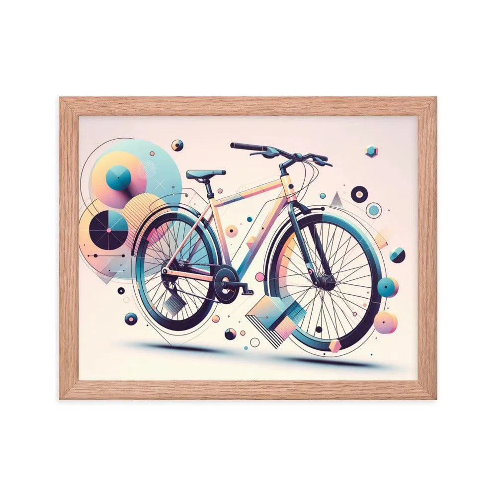 Contemporary Pastel Bicycle Geometric Art Framed Poster - Oh Posters