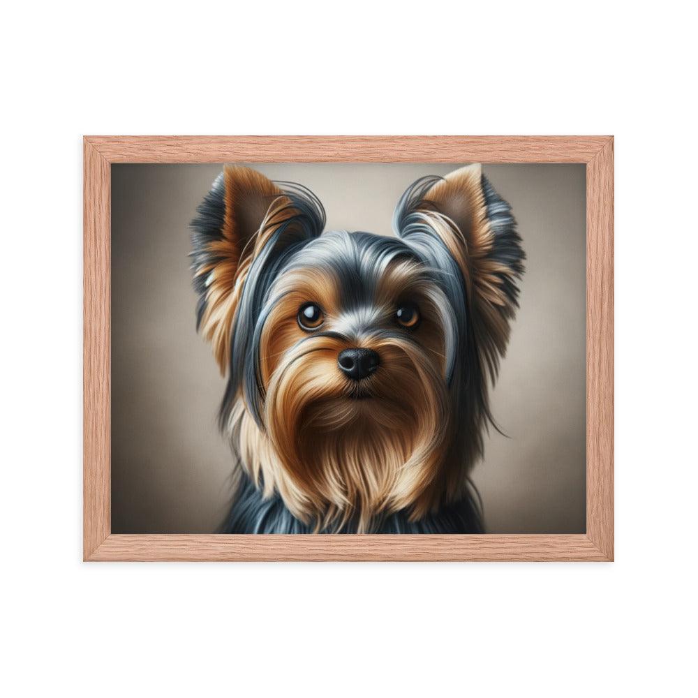 Close-Up Australian Silky Terrier Realistic Portrait Framed Poster - Oh Posters