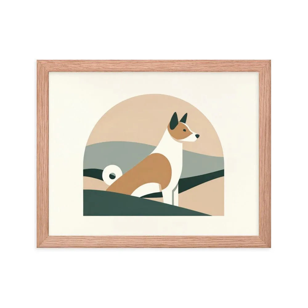 Geometric Basenji Dog Minimal Art Framed Poster - Oh Posters