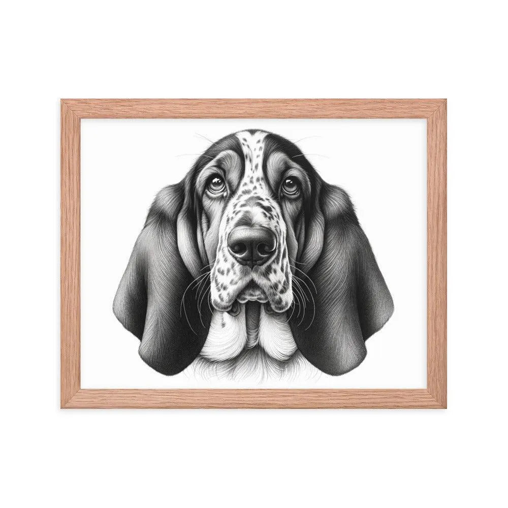 Detailed Basset Bleu de Gascogne Portrait Drawing Framed Poster - Oh Posters