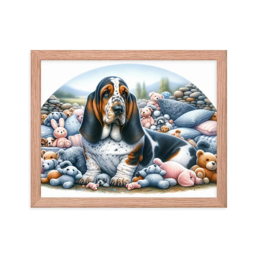 Cute and Cuddly Basset Bleu de Gascogne Art Framed Poster - Oh Posters