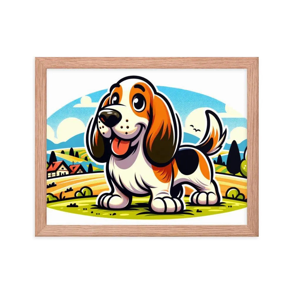 Playful Basset Fauve de Bretagne Cartoon Art Framed Poster - Oh Posters