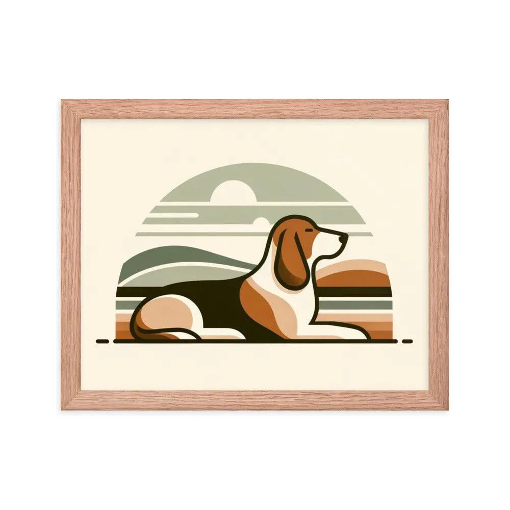 Elegant Basset Hound Minimalist Art Framed Poster - Oh Posters