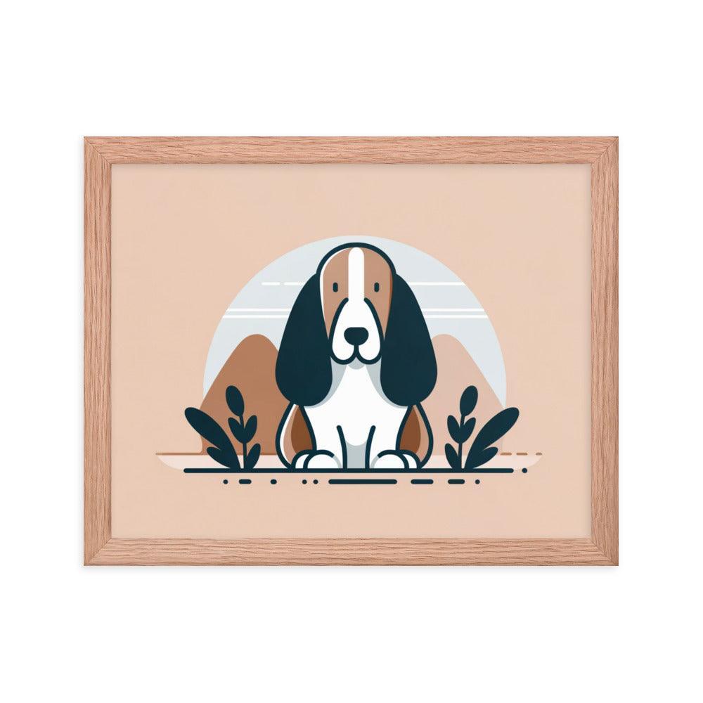 Charming Basset Hound Minimalist Art Framed Poster - Oh Posters