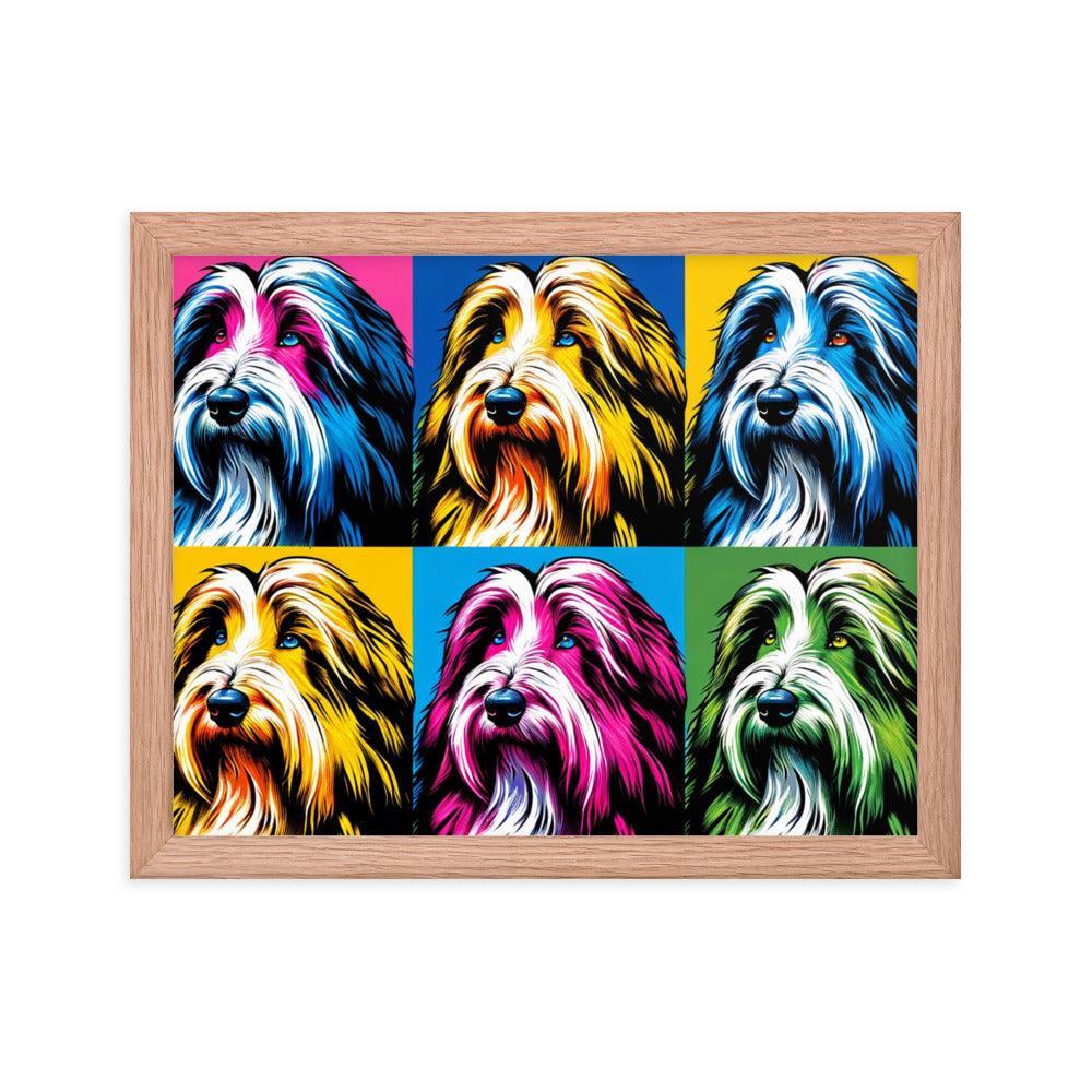 Colorful Collage Pop Art Bearded Collie Illustration Framed Poster - Oh Posters