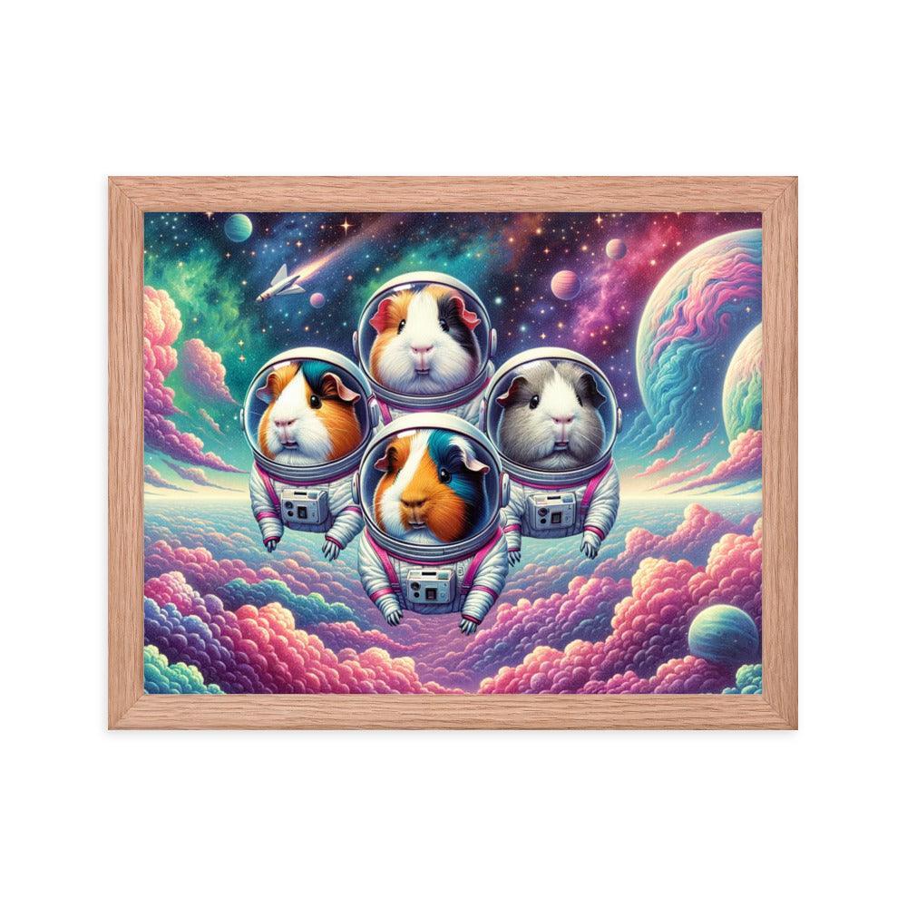 Guinea Pig Astronauts Cosmic Exploration Vibrant Framed Poster - Oh Posters