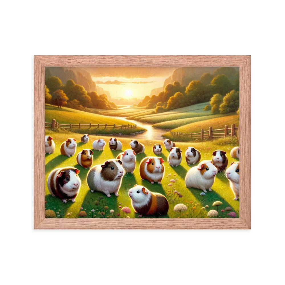 Guinea Pig Gathering Sunset Valley Digital Art Framed Poster - Oh Posters