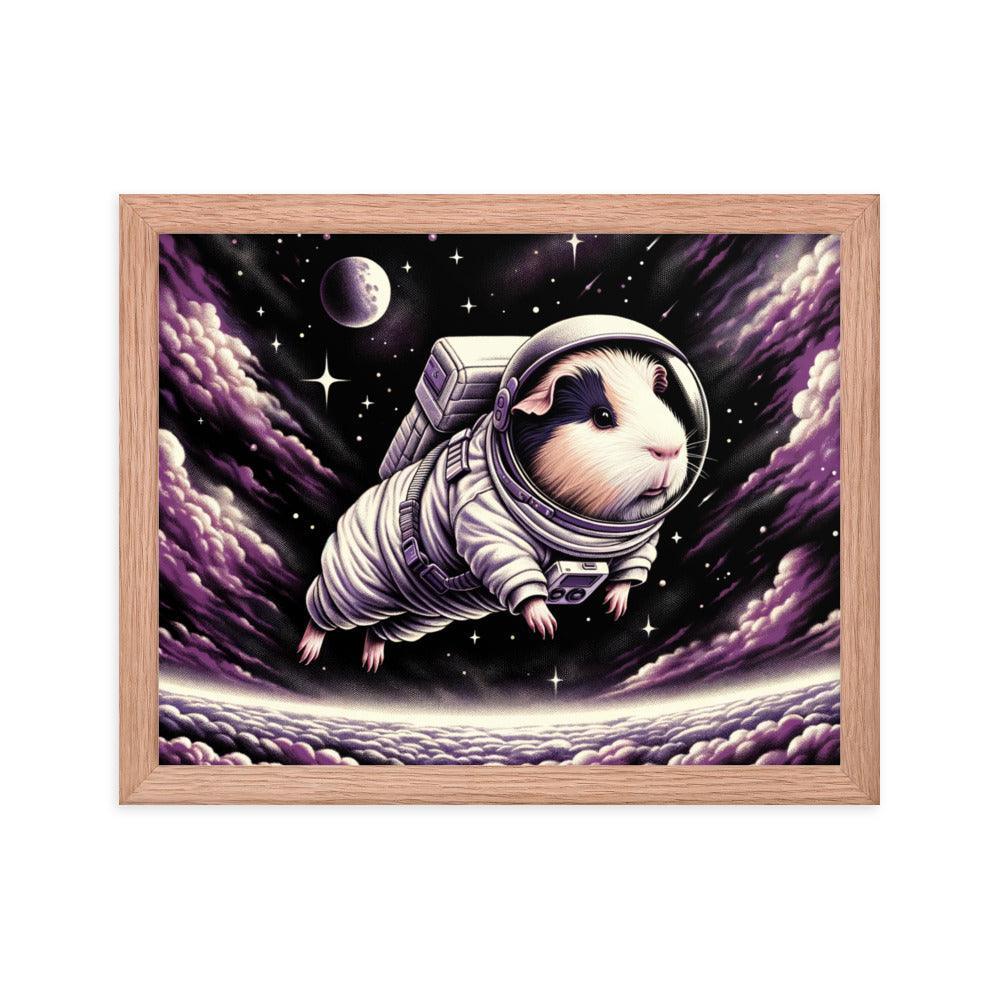 Guinea Pig Astronaut's Cosmic Odyssey Illustration Framed Poster - Oh Posters