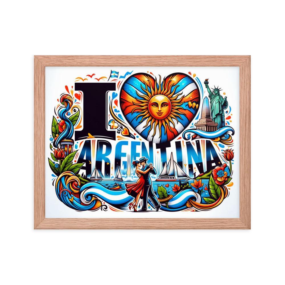 I Love Argentina Tango Dance and Landmarks Framed Poster - Oh Posters