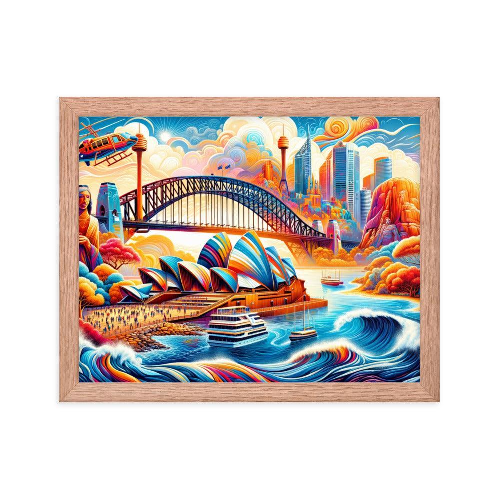 Sydney Harbour Surreal Scenery Vibrant Art Framed Poster - Oh Posters