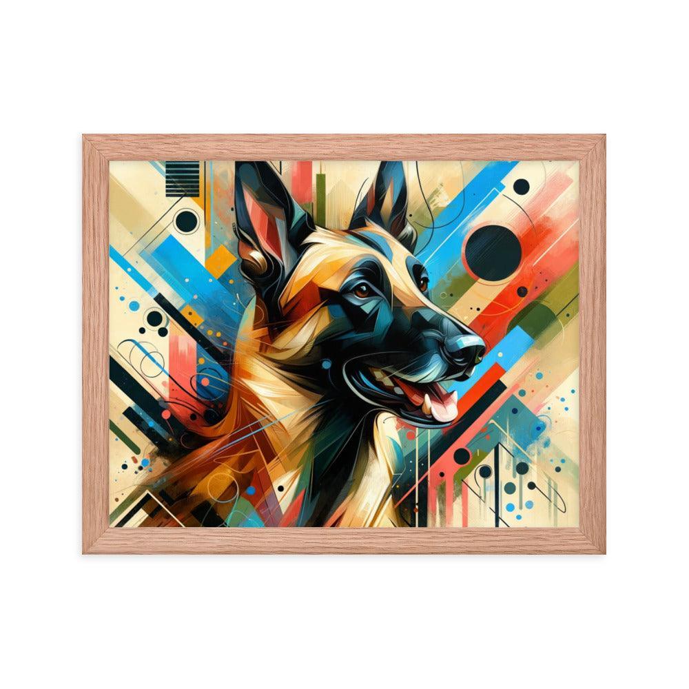 Geometric Belgian Malinois Abstract Art Framed Poster - Oh Posters