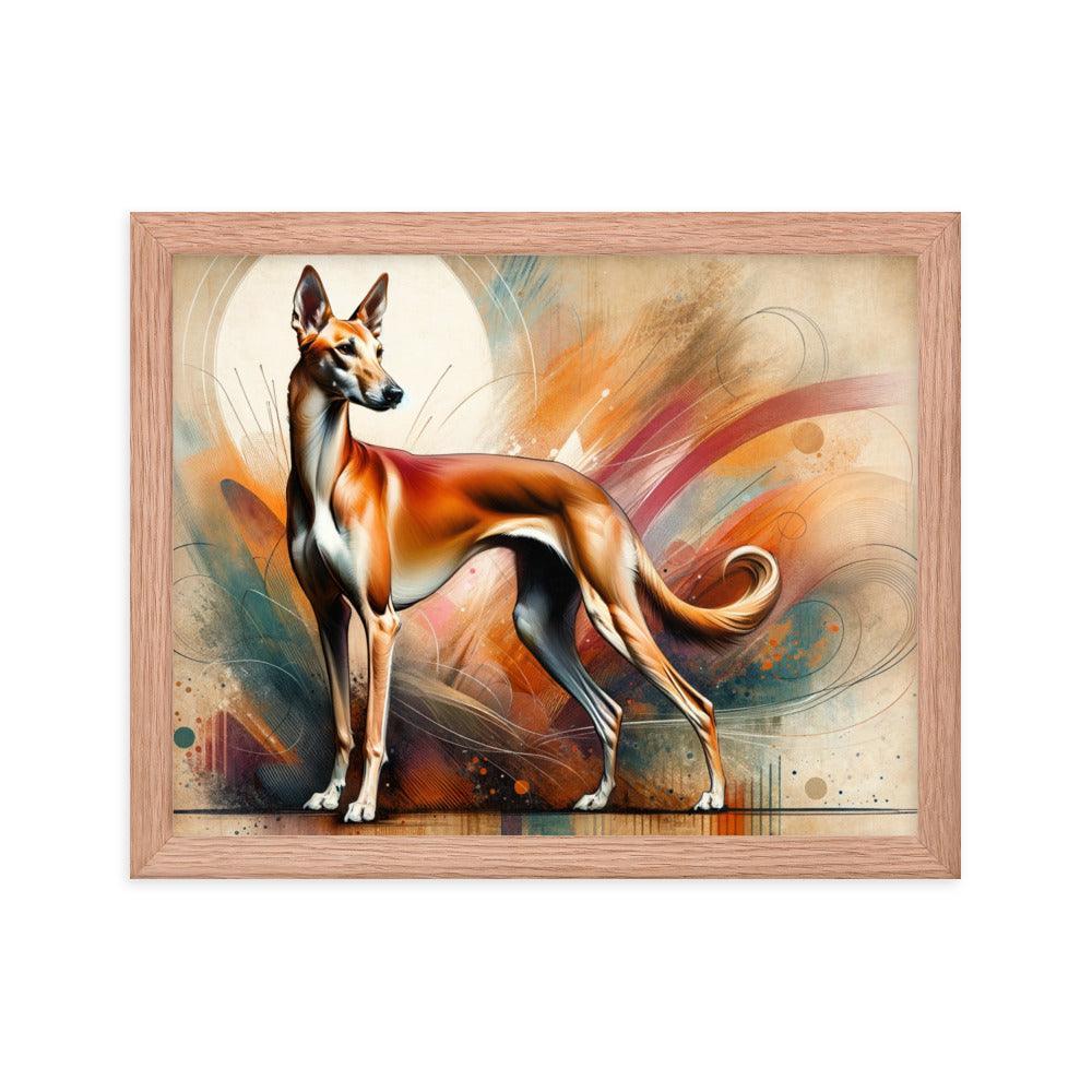 Graceful Azawakh Dog Art: Tall, Slender Build in Noble Pose, Warm Textured Background Framed Poster - Oh Posters