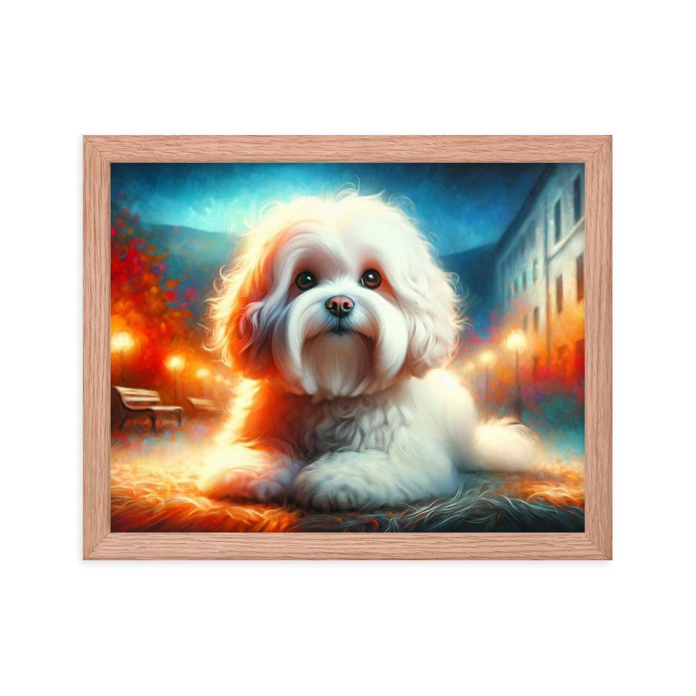 Enchanted Evening Bolognese Dog Dreamy Art Framed Poster - Oh Posters