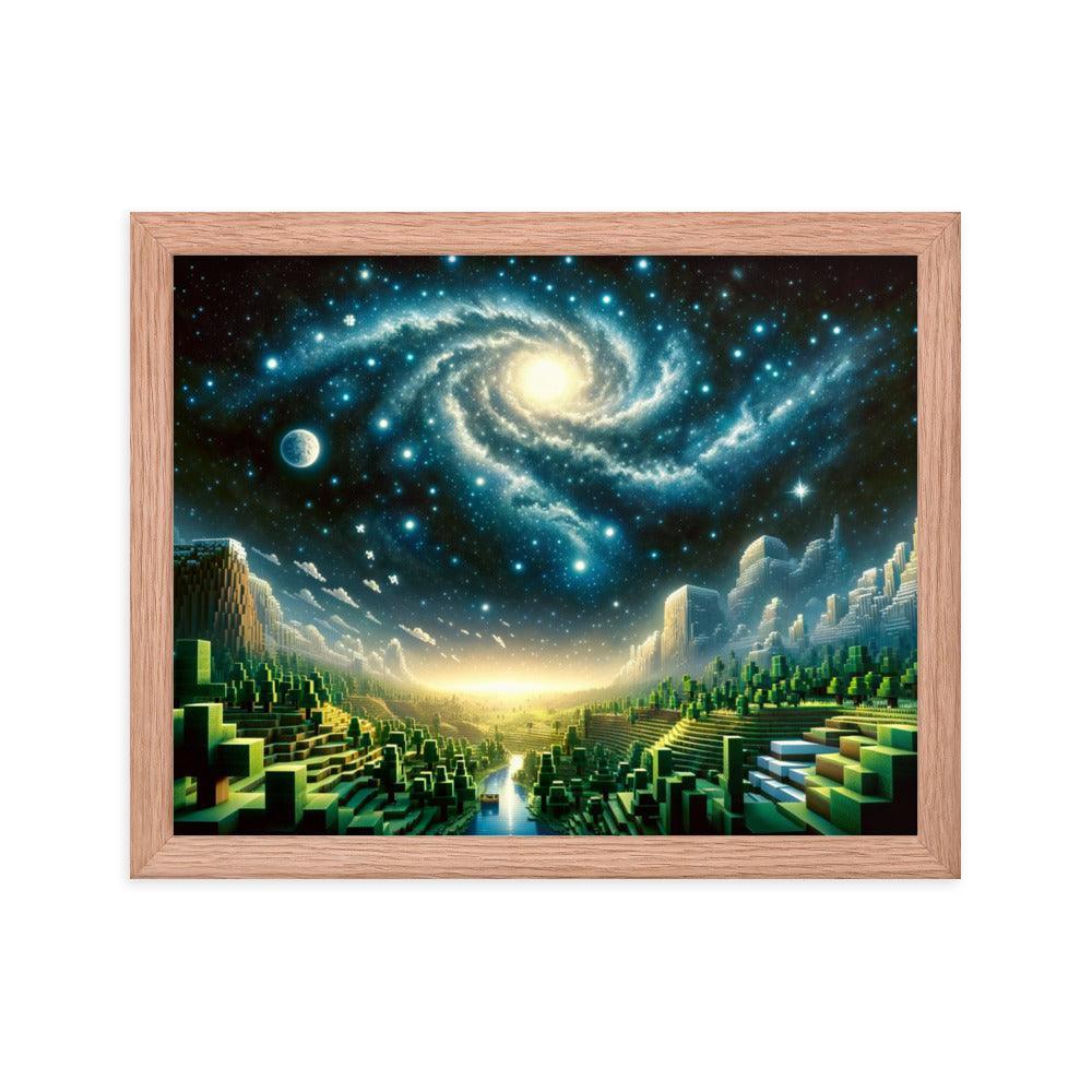 Galactic Spiral Minecraft Universe Digital Art Framed Poster - Oh Posters