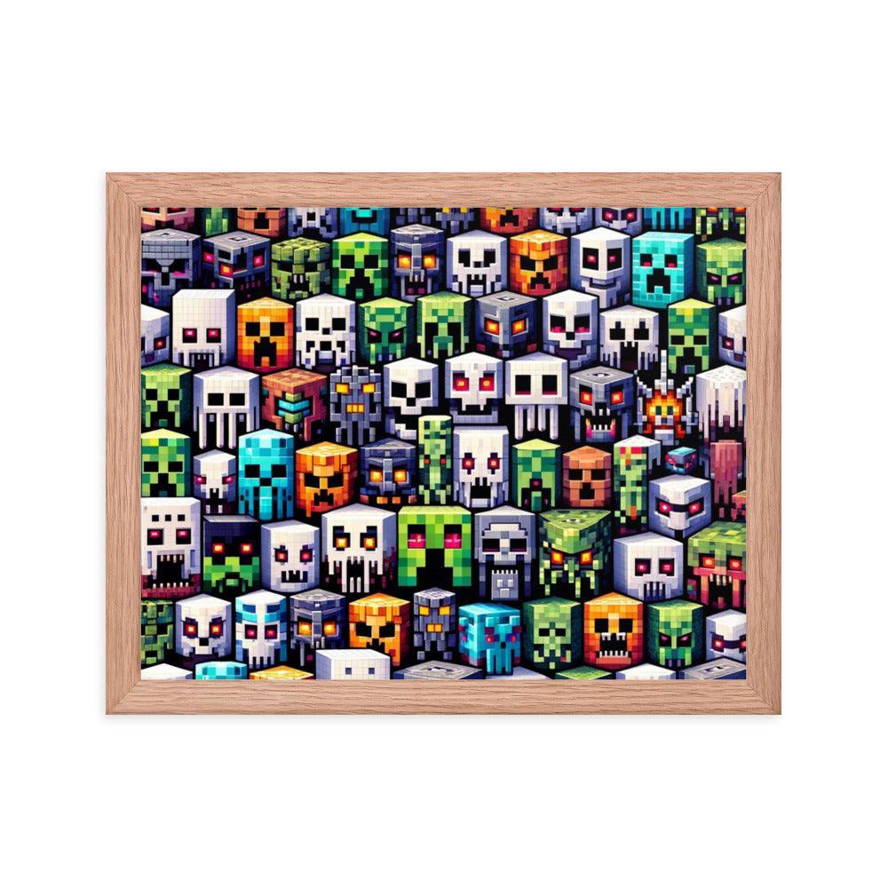 Minecraft Inspired Pixel Characters Array Collectible Framed Poster - Oh Posters