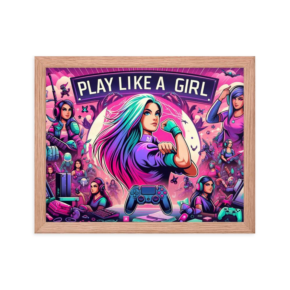 Gamer Girl Power Empowerment Art Framed Poster - Oh Posters