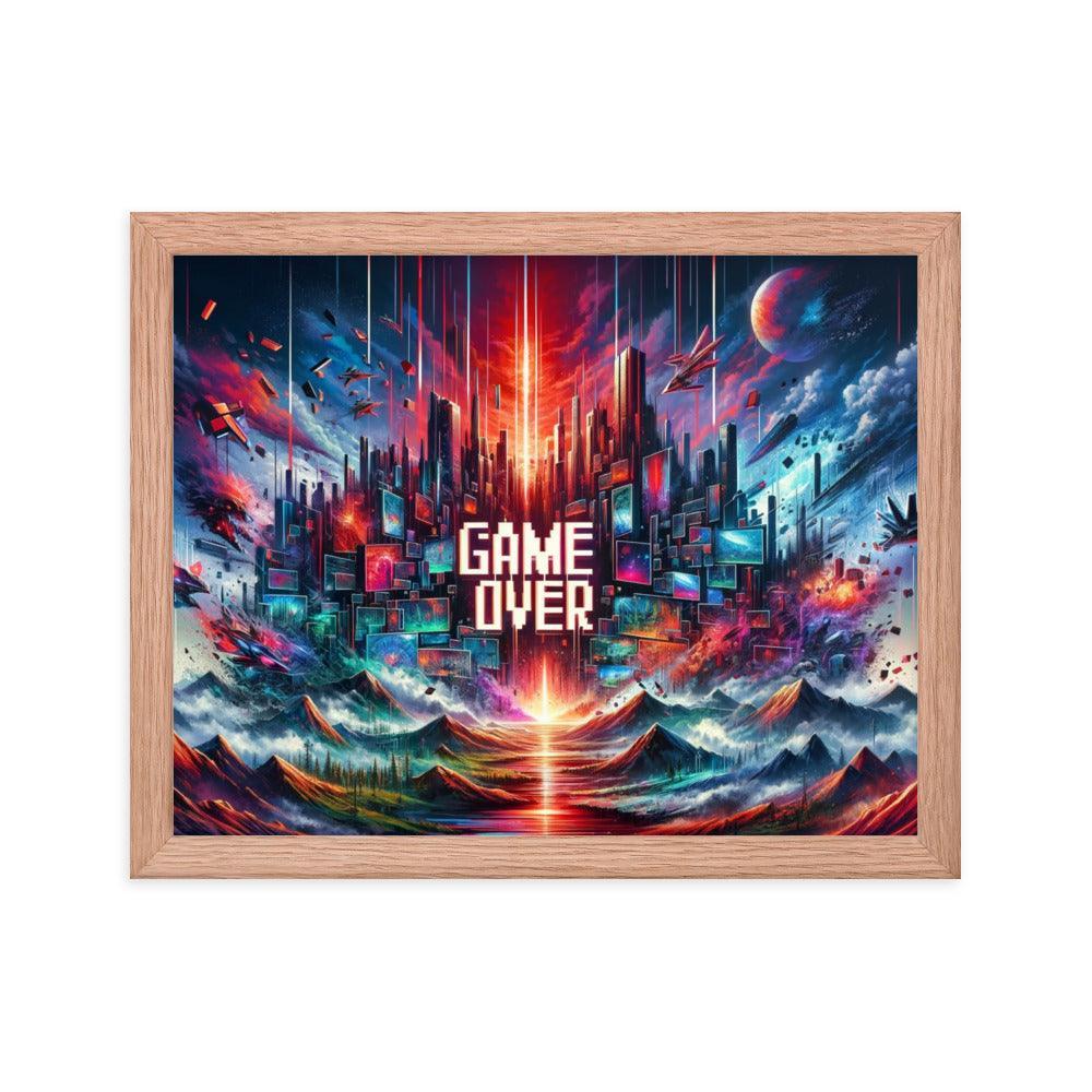 Gaming Apocalyptic Sci-Fi Cityscape Game Over Framed Poster - Oh Posters