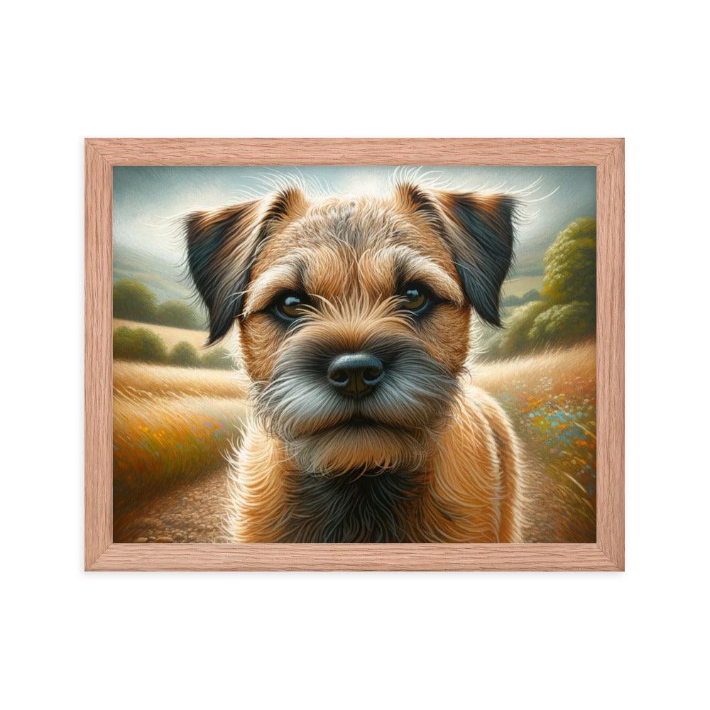 Border Terrier Golden Fields Gentle Gaze Art Framed Poster - Oh Posters