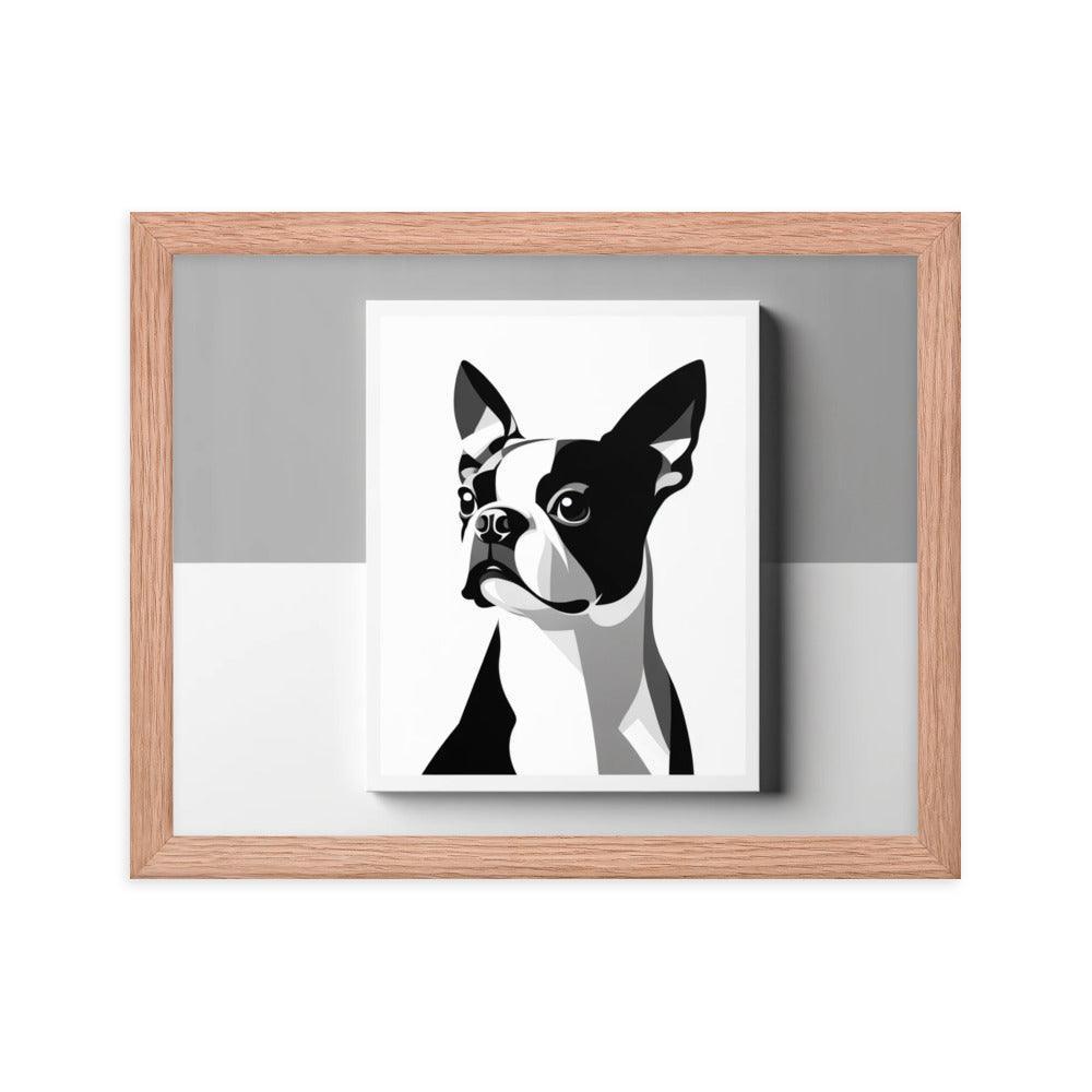 Boston Terrier Abstract Minimalist Art Framed Poster - Oh Posters