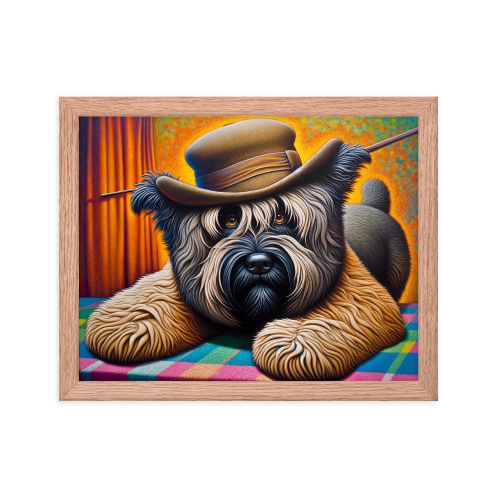 Bouvier Des Flandres Cowboy Hat Quirky Portrait Framed Poster - Oh Posters