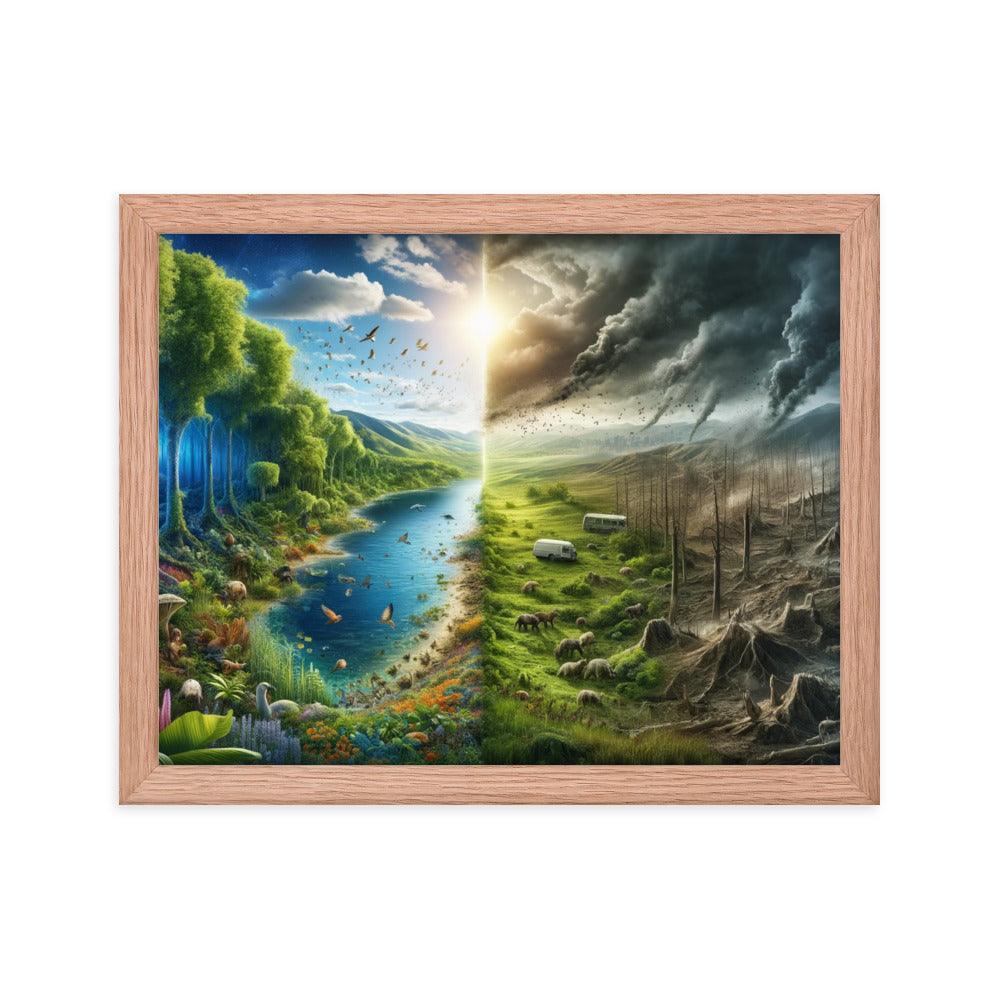 Climate Contrast Environmental Awareness Framed Poster - Oh Posters