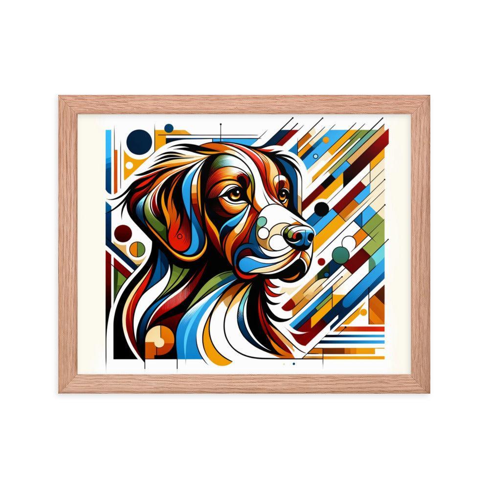 Brittany Dog Art in Abstract Modern Form with Bold Colors Framed Poster - Oh Posters