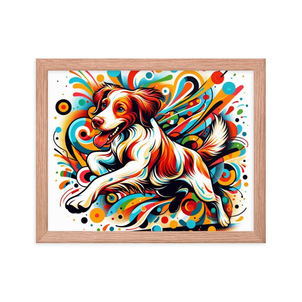 Brittany Spaniel Dynamic Swirls Abstract Art Framed Poster - Oh Posters