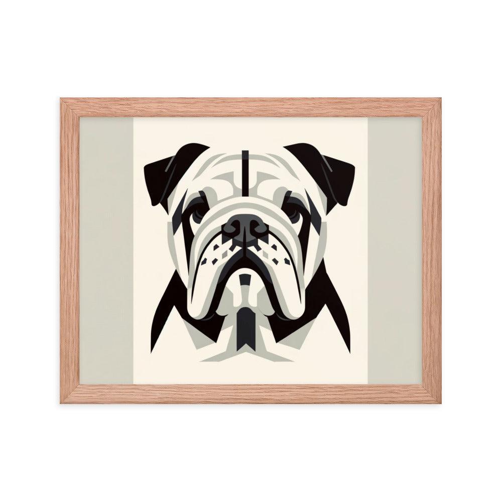 English Bulldog Minimalist Design with Geometric Shapes Framed Poster - Oh Posters