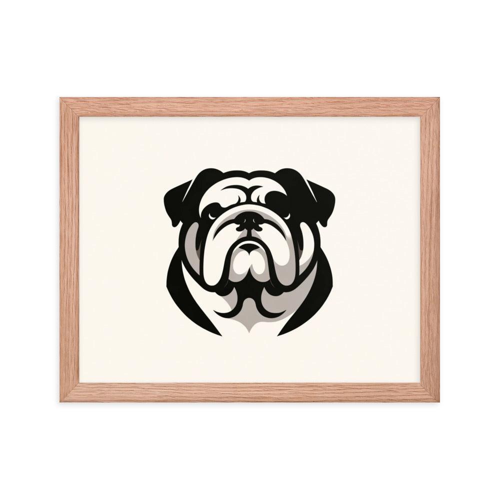 English Bulldog Minimalist Art with Clean Lines and Monochrome Palette Framed Poster - Oh Posters