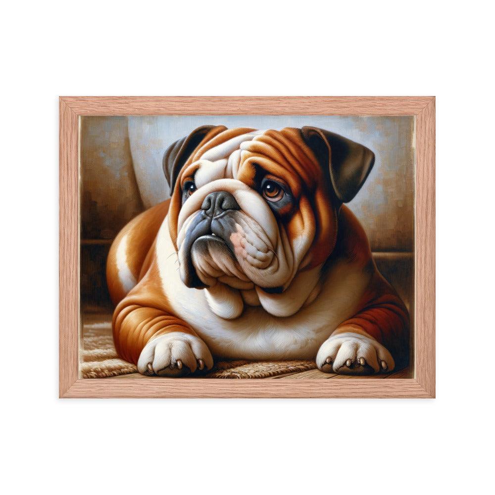 English Bulldog Elegance in Rich Colors with Simple Background Framed Poster - Oh Posters