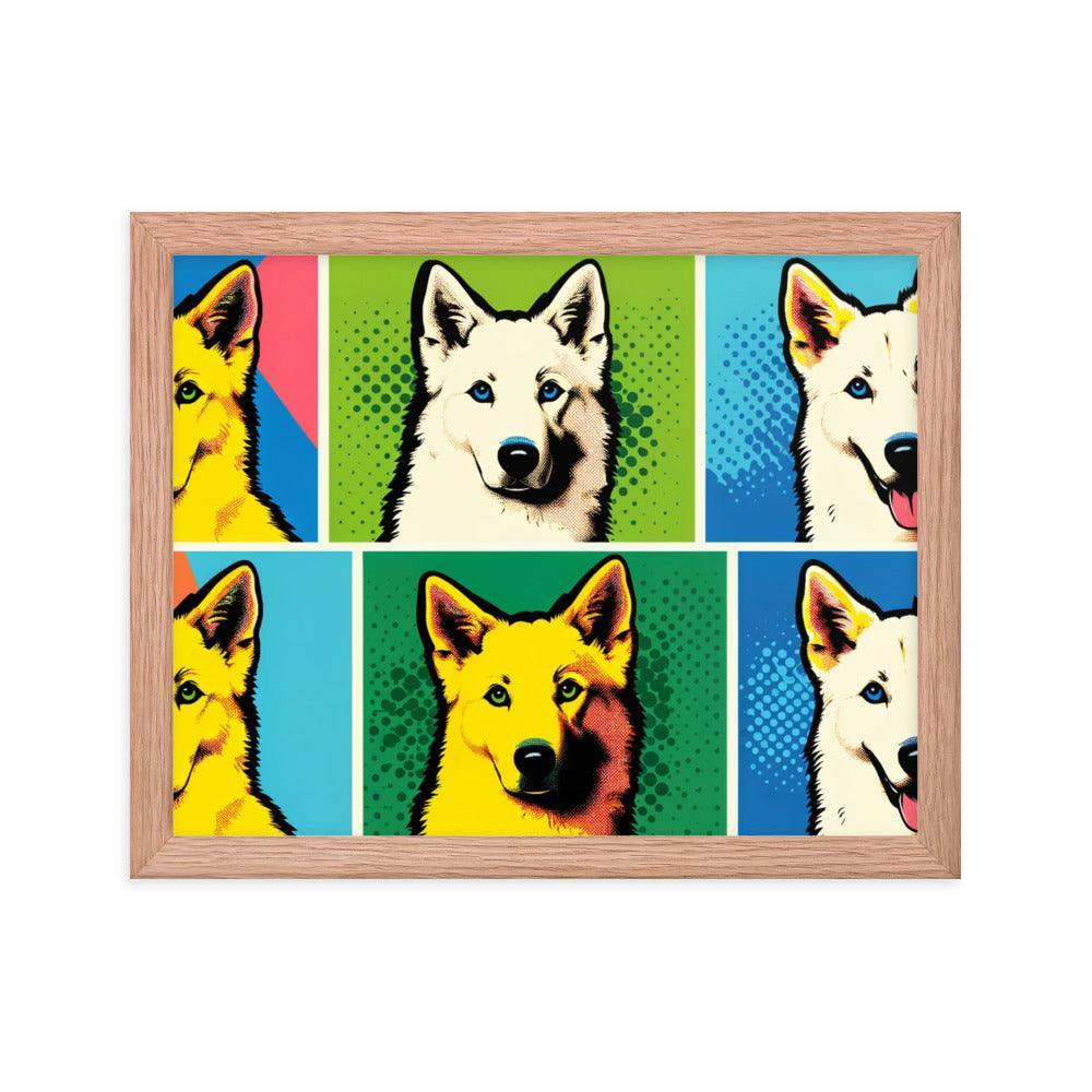 Canaan Dog Pop Art Series with Colorful Panels Framed Poster - Oh Posters