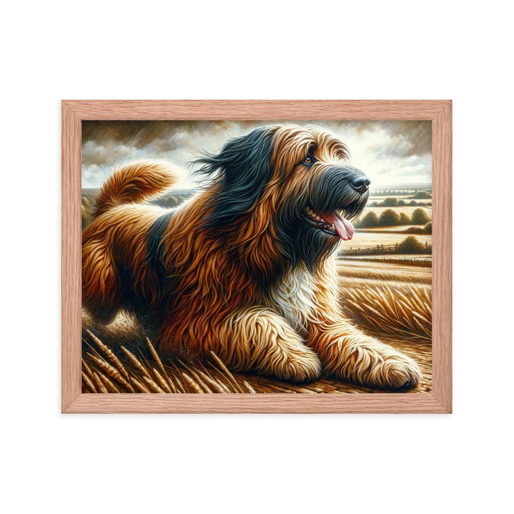 Catalan Sheepdog in Countryside Landscape Framed Poster - Oh Posters