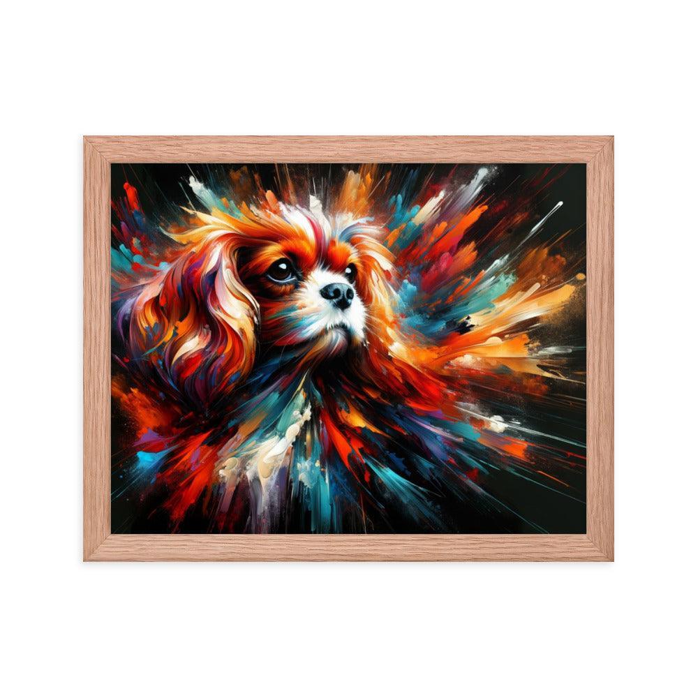 Cavalier King Charles Spaniel Abstract Brush Strokes and Intense Vibrant Colors Framed Poster - Oh Posters