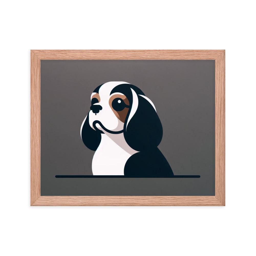 Cavalier King Charles Spaniel Minimalist Portrait Framed Poster - Oh Posters