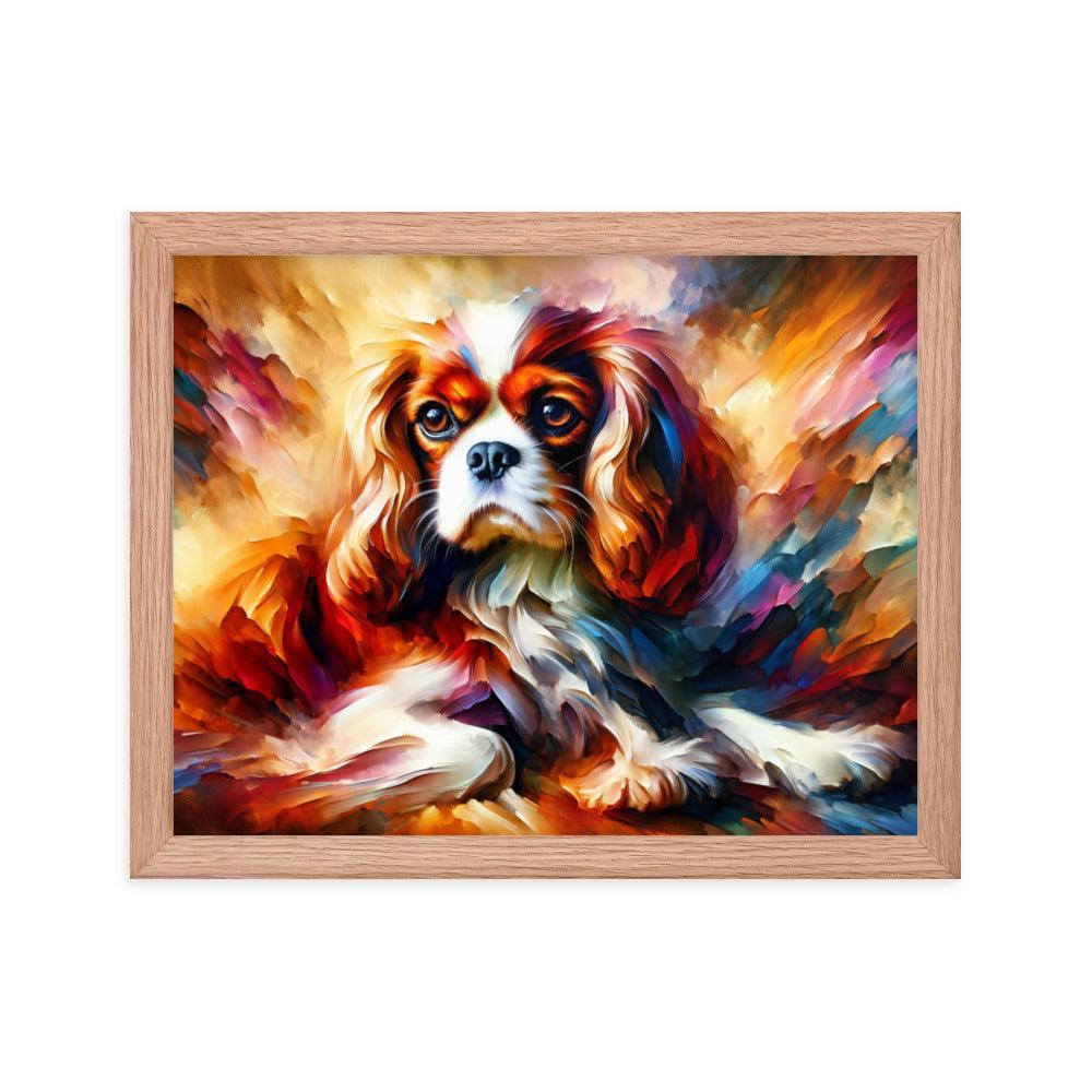 Cavalier King Charles Spaniel Vivid Brush Painting Framed Poster - Oh Posters