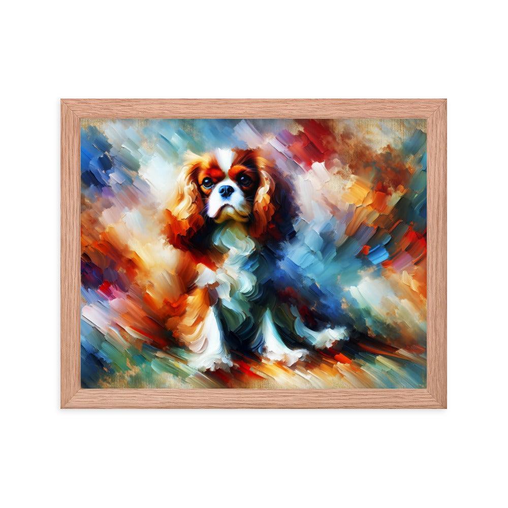 Cavalier King Charles Spaniel Abstract Expressionism Painting Framed Poster - Oh Posters