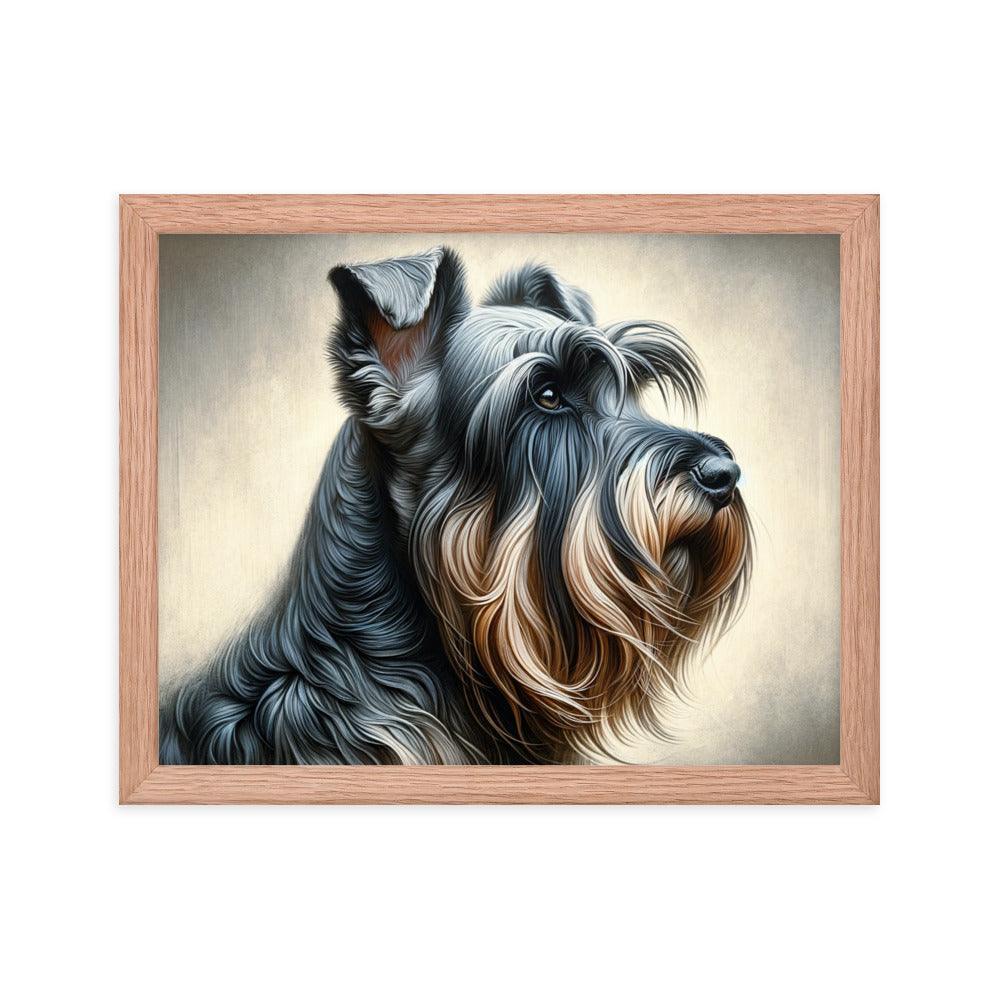 Cesky Terrier Realistic Portrait and Subtle Brushed Background Framed Poster - Oh Posters