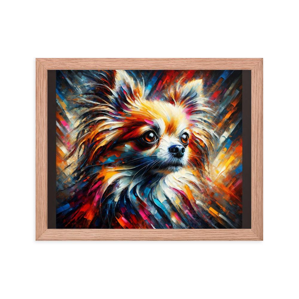 Long Coat Chihuahua Burst Art with Bold Brushstrokes and Intense Colors Framed Poster - Oh Posters