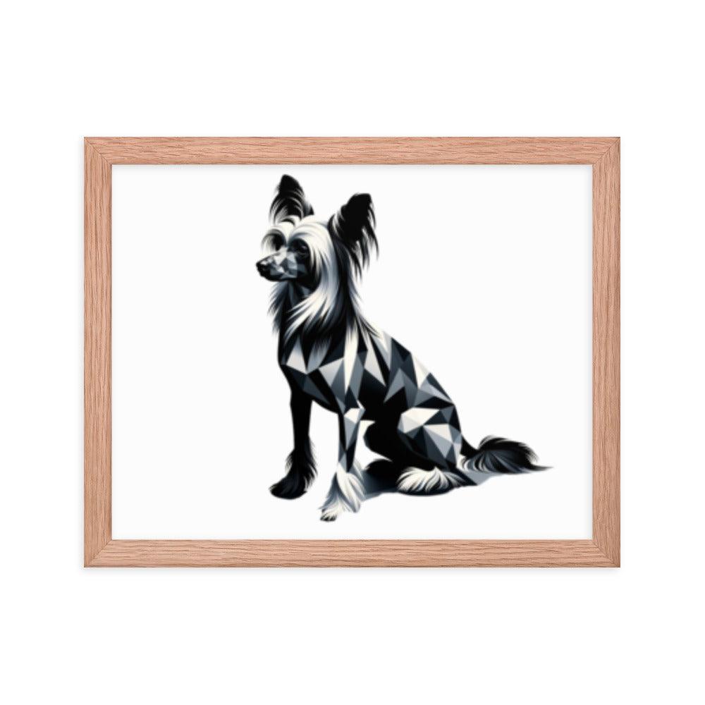 Chinese Crested Dog in Geometric Shadows Sleek Design Framed Poster - Oh Posters