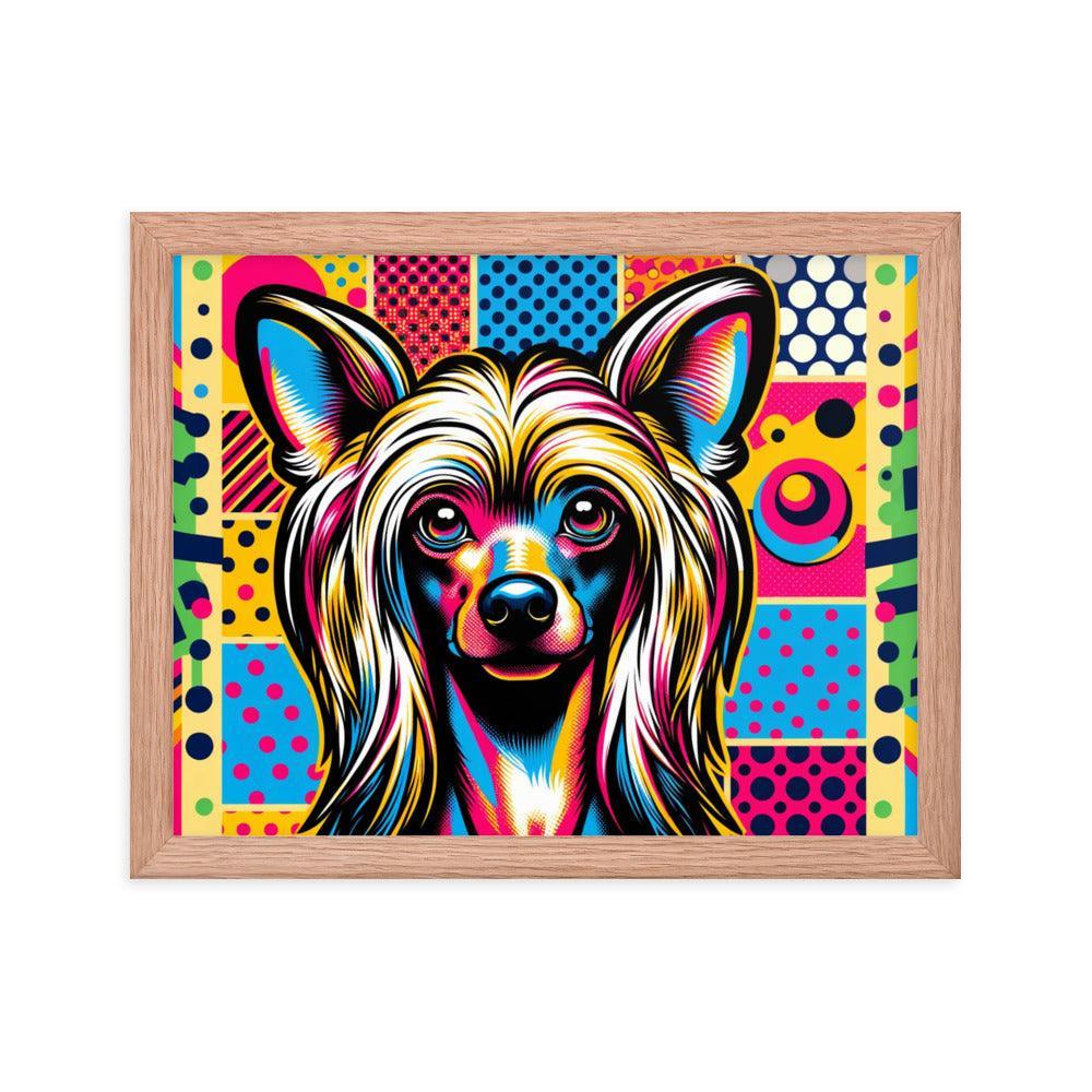 Chinese Crested Dog Pop Art in Bright Graphic Style Framed Poster - Oh Posters