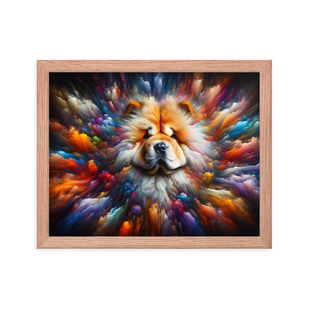 Chow Chow Abstract Burst of Vibrant Colors and Shapes Framed Poster - Oh Posters