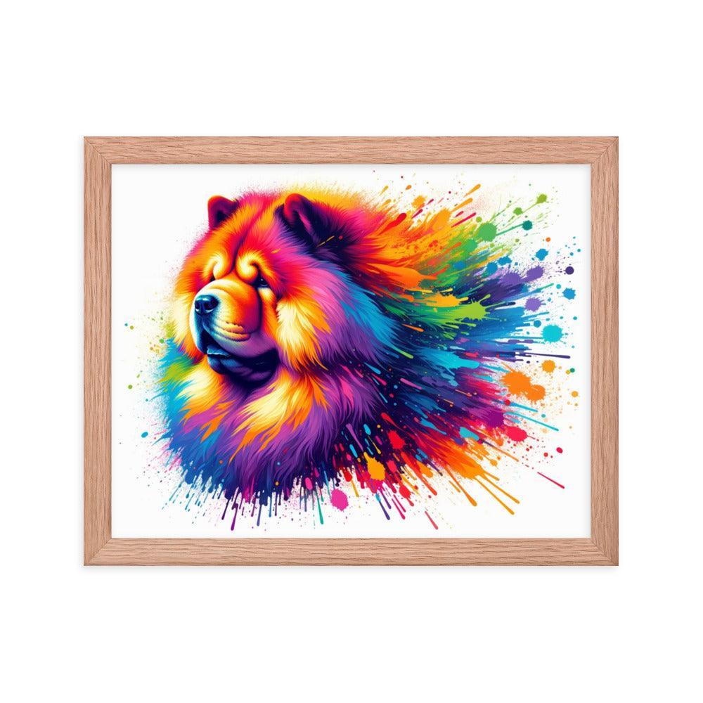 Chow Chow Rainbow Splatter Dynamic Spectrum Framed Poster - Oh Posters