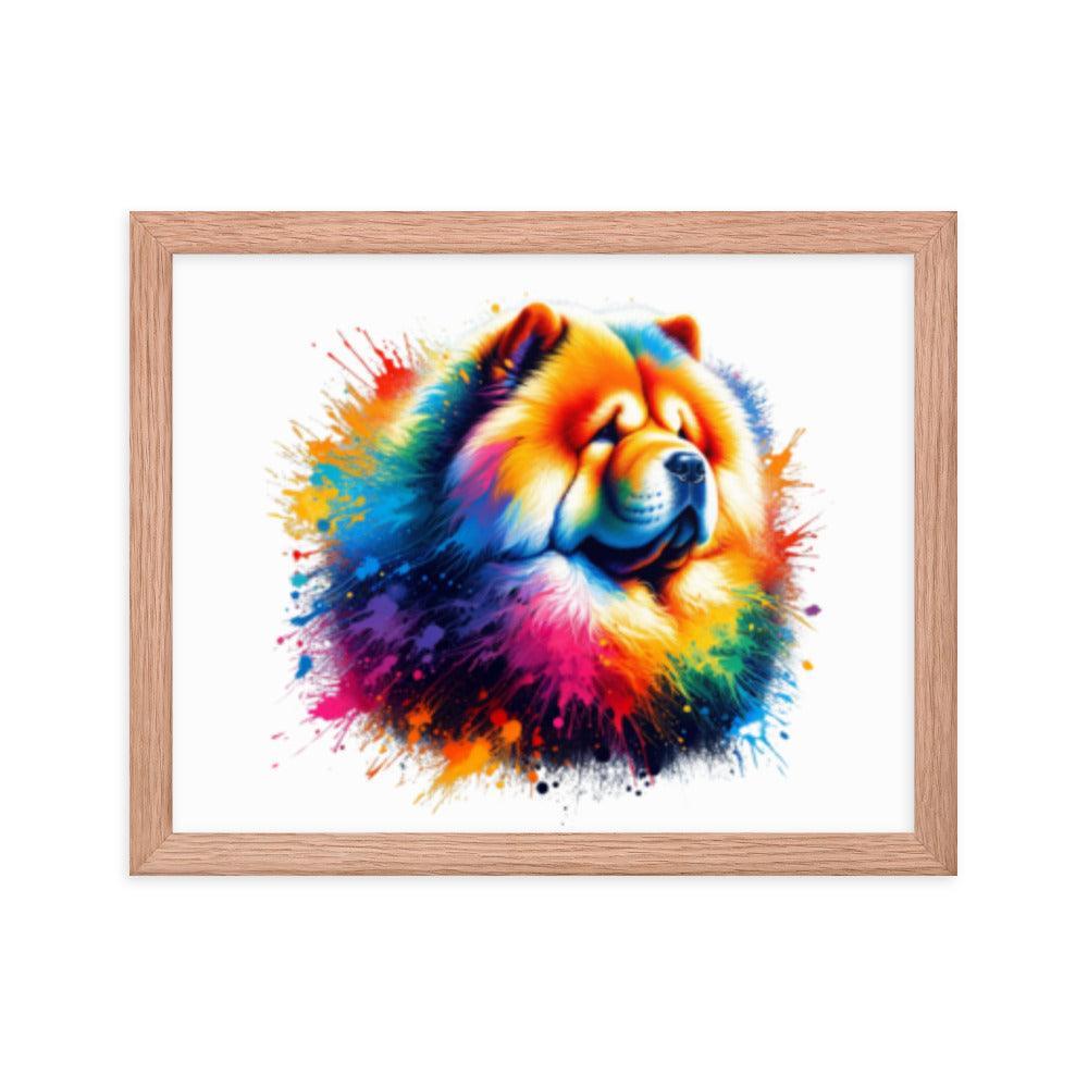 Chow Chow in Rainbow Splatter Abstract Dynamic Colors Framed Poster - Oh Posters