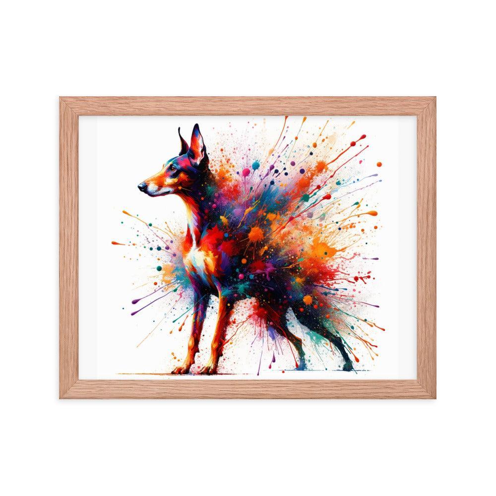 Cirneco dell'Etna Splatter Art with Vibrant Colors Framed Poster - Oh Posters