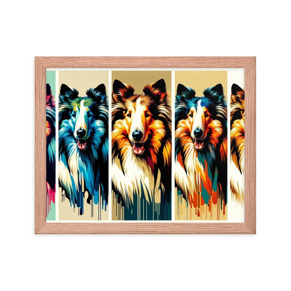 Rough Collie Dog Online Art Montage Vibrant Modern Styles Framed Poster - Oh Posters