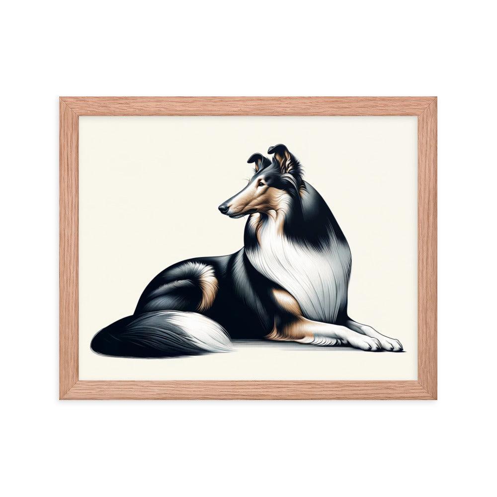 Smooth Collie Fine Art with Realistic Detail and Minimalist Elegance Framed Poster - Oh Posters